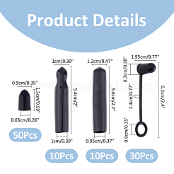 4種類のプラスチック製防塵キャップ  ワインディスペンサー用  ブラック  15~62x9~14x9~19.5mm  内径：6.5~10mm&nbsp;FIND-FH0009-30