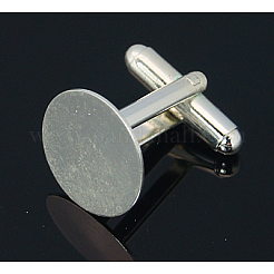 ラックメッキ真鍮のカフボタン  アパレルアクセサリのカフスボタンパーツ  銀  25x15mm&nbsp;LS-KK-E064-01S