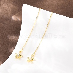 Flower Brass Micro Pave Clear Cubic Zirconia Ear Thread&nbsp;EJEW-H182-10G