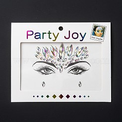 アクリルフェイスジェムステッカー  自己粘着性の一時的な入れ墨  ティアドロップ＆ハーフラウンド＆ホースアイラインストーン付き  カラフル  0.35~2.95x0.35~1x0.15~0.35cm&nbsp;LS-MRMJ-F014-01