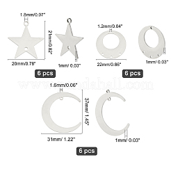 18Pcs 3 Style 201 Stainless Steel Links Connectors & Chandelier Components Links&nbsp;STAS-UN0021-57P