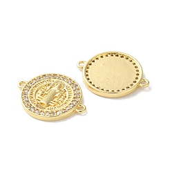 Rack Plating Brass Cubic Zirconia Saint Benedict Connector Charm&nbsp;KK-C084-01E-G