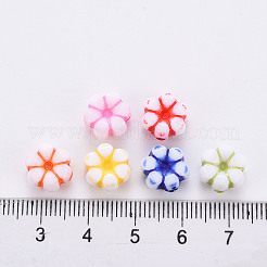 クラフトアクリルビーズ  花  ミックスカラー  10x5mm  穴：1.8mm  約1650個/500g&nbsp;MACR-S373-06F