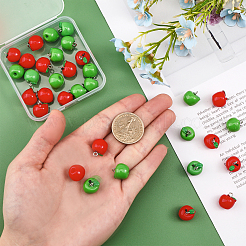 36Pcs 2 Colors Opaque Apple Resin Charms&nbsp;RESI-CA0001-54