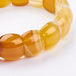 天然石瑪瑙ストレッチブレスレット  染め  ゴールド  2-1/4インチ〜2-3/8インチ（58~62mm）&nbsp;BJEW-F254-G11