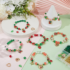 イチゴとチェリーのチャームブレスレットセット（DIY）  ガラスビーズが含まれています  CCBプラスチックビーズ  合金エナメルチャーム  混合形状  ミックスカラー&nbsp;DIY-SC0031-58
