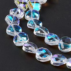 カット加工ガラスビーズ連売り  透明  フラットラウンド  14x6.5mm  穴：1.2mm  約48~50個/連  19.29~19.68インチ（49~50cm）&nbsp;EGLA-E030-01G