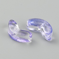 透明な手作りのランプワークビーズ  葉  ライラック  6.5x14x5mm  穴：1mm&nbsp;LAMP-CJC0012-01D