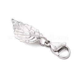 Leaf 304 Stainless Steel & Natural Tourmaline Pendant Decorations&nbsp;HJEW-JM03906-01