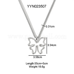 女性用304ステンレススチールテクスチャペンダントネックレス  銀色のメッキ  蝶  21.65インチ（55cm）&nbsp;DY3365-2