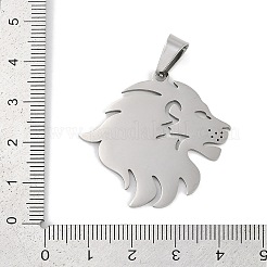 304ステンレスペンダント  レーザー切断  ライオンチャーム  ステンレス鋼色  35x35x1.5mm  穴：9x4.5mm&nbsp;STAS-R135-20P