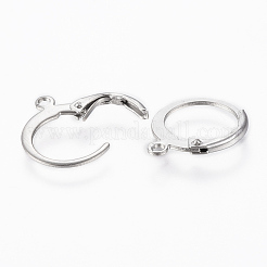 変色しにくい304ステンレススチールフレンチフックピアス金具  カン付き  ステンレス鋼色  14.5x12x2mm  穴：1.2mm  ピン：0.8x1mm&nbsp;STAS-G161-23P