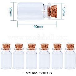 ガラス瓶ガラス希望ボトル  コルク栓付き  ビーズの容器  ミックスカラー  40x22mm  内径：13mm  コルク栓：12~14.5x11~12mm  30個/セット&nbsp;AJEW-PH0015-01