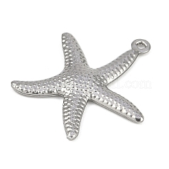 変色しない304ステンレススチールペンダント  ヒトデチャーム  ステンレス鋼色  22x20.5x1.5mm  穴：1mm&nbsp;X-STAS-Z084-04P