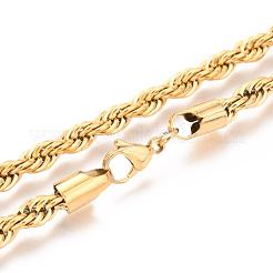 304ステンレススチールロープチェーンネックレス  カニカン付き  18KGP本金メッキ  19.7インチ（50cm）  5.8mm&nbsp;NJEW-F226-03G-10
