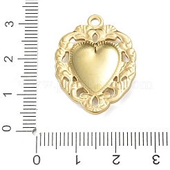 304ステンレススチールエナメルペンダント  ハートチャーム  ゴールドカラー  28x21x3.5mm  穴：2mm&nbsp;STAS-K303-04G-04