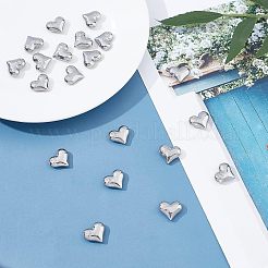 304ステンレススチールビーズ  穴なし/ドリルなし  クローバーとハート  ステンレス鋼色  13x15x5mm  20個/箱&nbsp;STAS-UN0016-88P