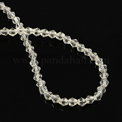 クリアガラスビーズ連売り  多面カット  双円錐形  透明  4x4.5mm  穴：1mm  約75~78個/連  28~29cm&nbsp;EGLA-R094-4mm-14