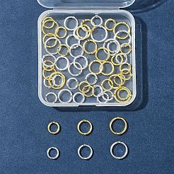 60個3スタイルラックメッキ合金ビーズフレーム  丸いリング  ゴールデン＆シルバー  9~13x3mm  穴：1.6mm  60個/セット&nbsp;FIND-FS0003-46