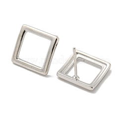 真鍮製スタンドピアス  中空の四角  プラチナ  12x12mm&nbsp;EJEW-B035-15P