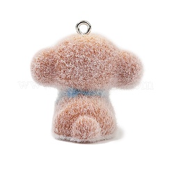 不透明樹脂のペンダント  テディ犬  プラチナ鉄ループ付き  キャメル  29x25x29mm  穴：2mm&nbsp;RESI-I353-02P-02