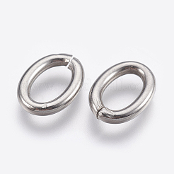 変色しにくい304ステンレススチール製リンクリング  オーバル  ステンレス鋼色  12x8.5x2mm  穴：4x8mm&nbsp;STAS-G174-27P
