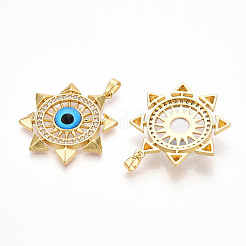 Brass Micro Pave Cubic Zirconia Pendants&nbsp;KK-N257-24G