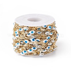 Handmade Eco-friendly Brass Enamel Horse Eye & Butterfly Link Chain&nbsp;CHC-E025-34G