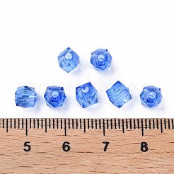 透明なアクリルビーズ  多面カット  正方形  コーンフラワーブルー  5.5x5.5x5.5mm  穴：1.8mm  約4485個/500g&nbsp;MACR-S373-112A-B02