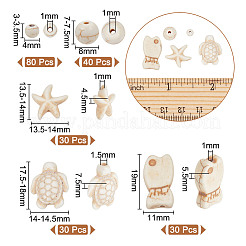 210 個 5 スタイル染色合成ターコイズビーズ  魚と丸とヒトデ  混合図形  ミックスカラー  3~19x4~14.5x3~7.5mm  穴：1~1.5mm&nbsp;G-NB0005-45