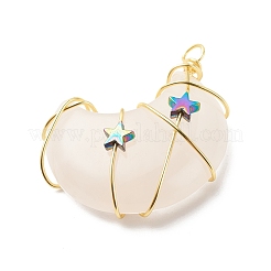 Natural Rose Quartz Copper Wire Wrapped Pendants&nbsp;PALLOY-JF01639-04