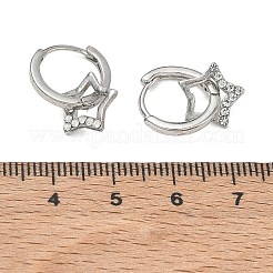 女性用合金ラインストーンフープドロップピアス  スター  プラチナ  20x12mm&nbsp;AL-CBA1D11-03P