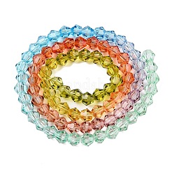 グラデーションカラーの焼き絵用塗料、ガラスビーズの束  多面カット  双円錐形  カラフル  6x5.5mm  穴：1.2mm  約44~47個/連  24.5~25cm&nbsp;DGLA-A039-T6mm-A015