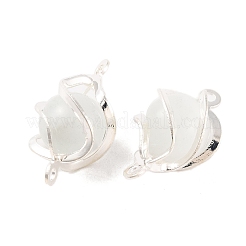 Brass Wrapped Cat Eye Glass Connector Charms&nbsp;KK-U024-11S
