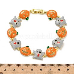 Halloween Brass Enamel Link Bracelets for Women&nbsp;BJEW-B149-01P