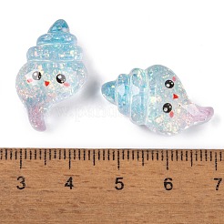 透明エポキシ樹脂デコデンカボション  キラキラ輝く海の動物  シェル形状  24x13x8mm&nbsp;CRES-P035-10E
