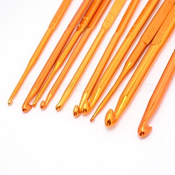酸化アルミニウムダブルかぎ針編みフック  DIYツール  ダークオレンジ  13x0.5x0.35cm  10個/セット&nbsp;TOOL-WH0132-21