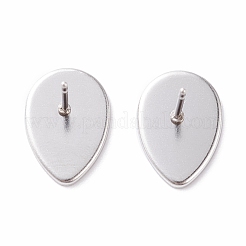 変色しにくい304ステンレススチール製イヤリング金具  ティアドロップ  ステンレス鋼色  トレイ：14x10mm  14.5x10x1.2mm  ピン：0.8mm&nbsp;STAS-P198-24