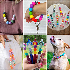 40Pcs 4 Colors Round Silicone Focal Beads&nbsp;SIL-TAD0001-02C