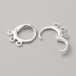 真鍮製フレンチフックピアスパーツ  カン付き  銀  14.5x11.5x1.8mm  穴：1.6mm  ピン：0.8mm&nbsp;KK-CJC0006-03S