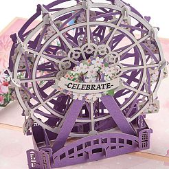 1 Set Rectangle 3D Pop Up Paper Greeting Card&nbsp;AJEW-DJ0002-14C