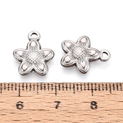 304ステンレスペンダント  ひまわりチャーム  ステンレス鋼色  14x11.5x2mm  穴：1.5mm&nbsp;LS-STAS-N123-08P