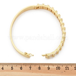Brass Micro Pave Clear Cubic Zirconia Hinged Bangles for Women&nbsp;BJEW-K274-09G