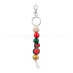 Christmas Themed Silicone Beads & Wood Beads Pendant Decorations&nbsp;HJEW-JM02379
