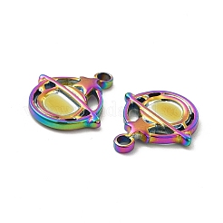 イオンプレーティング（IP）304ステンレスペンダント  星のチャーム付き惑星  虹色  16x15x2mm  穴：1.8mm&nbsp;STAS-B032-31MC