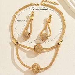 Vintage Iron Hollow Round Pendant Necklace and Earring Set for Women Stylish Jewelry Collection&nbsp;JY4522