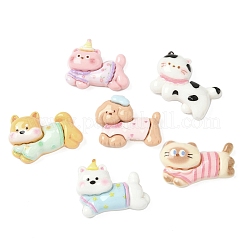 不透明樹脂デコデンカボション  猫の形と犬  ミックスカラー  17~19x24~26x7~8.5mm&nbsp;KY-G031-02
