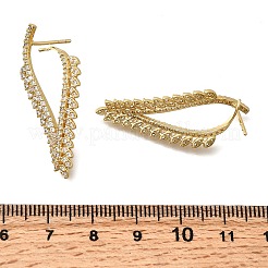 Brass Micro Pave Clear Cubic Zirconia Triangle Stud Earrings&nbsp;EJEW-P322-07G