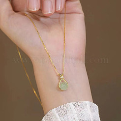 Lucky Bag Brass with Glass Imitation Jade Pendant Necklaces for Women&nbsp;FS-WG73FC0-01