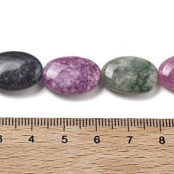 天然石マレーシアジェイドビーズ連売り  染め  フラットオーバル  ミックスカラー  18x13x5mm  穴：1mm  約10~11個/連  7.28''~7.87''（18.5~20センチメートル）&nbsp;G-K392-C13-13x18mm